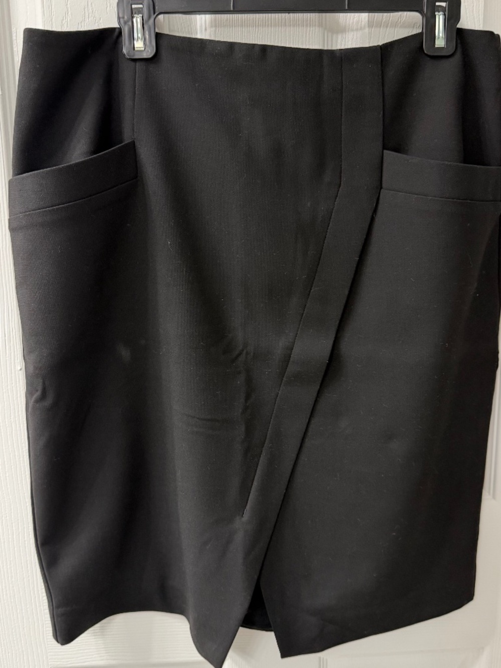 LOFT Black Wrap Front Pencil Skirt Size 14 NWT